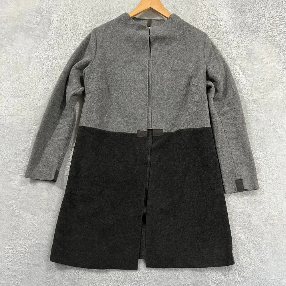 HENRIETTE STEFFENSEN‎ Cardigan Womens XS Gray Soft Fleece Minimalist Open Front